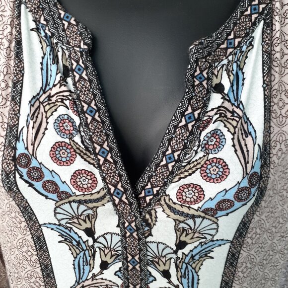 Daniel Rainn Medium Long Sleeve Boho Pattern Blouse Top DR2 - Picture 4 of 9